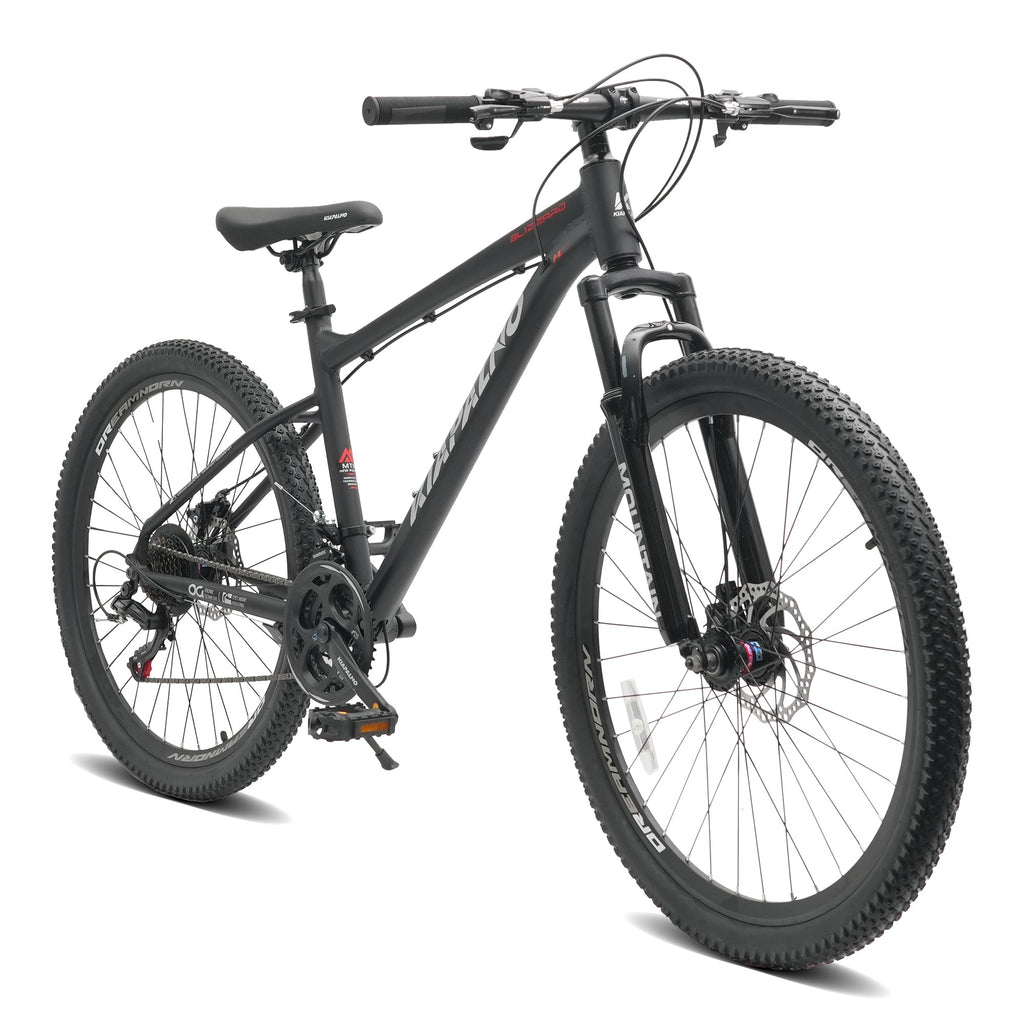 A26317 KIAPALNO 26 Inch All-Terrain Mountain Bike with Disc Brakes 21-Speed Drivetrain & Durable Carbon Steel Frame Ideal for Men and Women, Perfect for Trail Riding and Touring