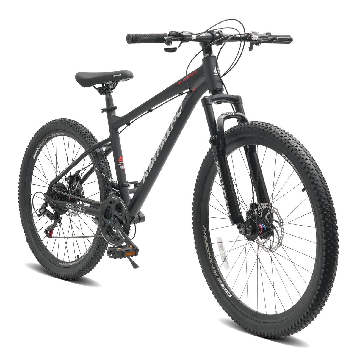 A26317 KIAPALNO 26 Inch All-Terrain Mountain Bike with Disc Brakes 21-Speed Drivetrain & Durable Carbon Steel Frame Ideal for Men and Women, Perfect for Trail Riding and Touring