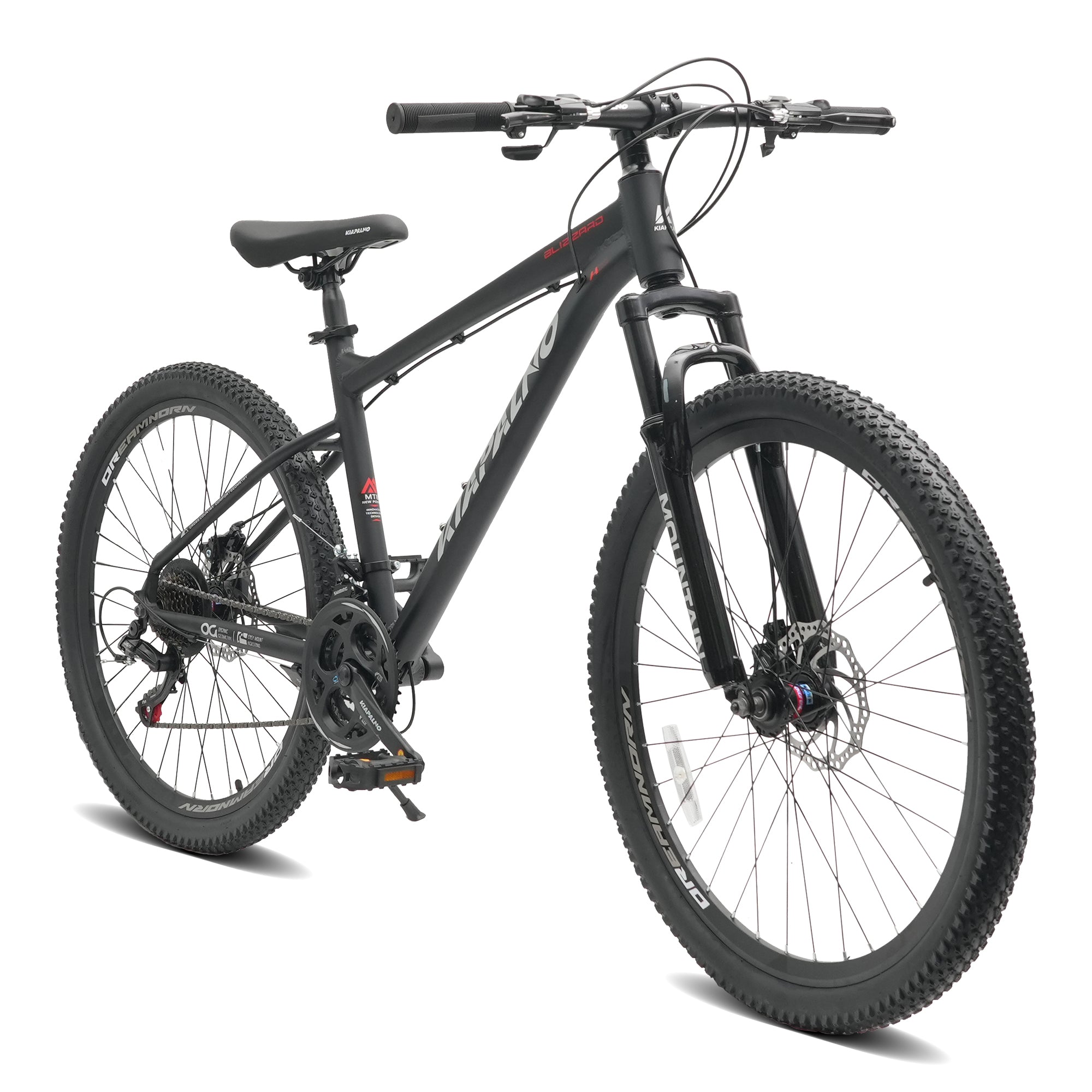 A26317 KIAPALNO 26 Inch All-Terrain Mountain Bike with Disc Brakes 21-Speed Drivetrain & Durable Carbon Steel Frame Ideal for Men and Women, Perfect for Trail Riding and Touring